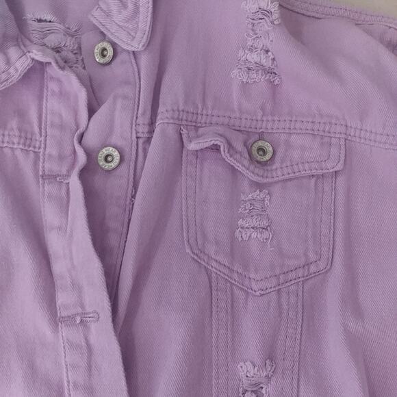 Wear Jeans Distressed Jean Jacket Purple Size S - Picture 5 of 7